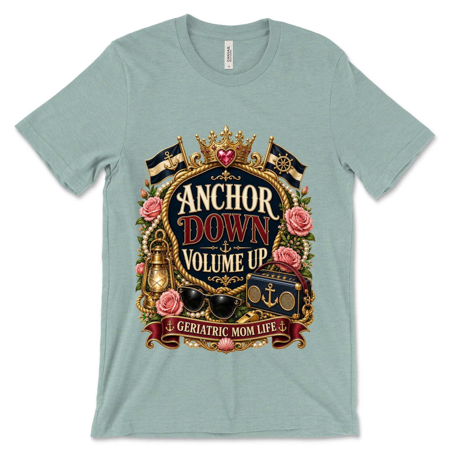Anchor Down Volume Up Heather Dusty Blue