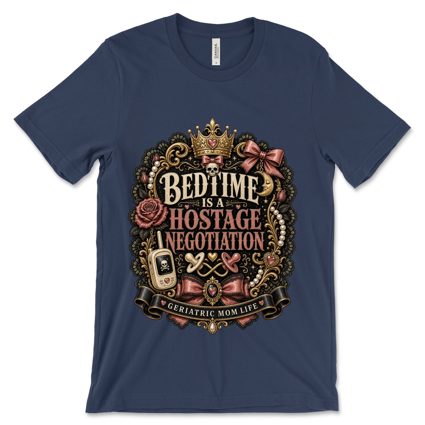 Bedtime Hostage Negotiation Navy shirt mockup