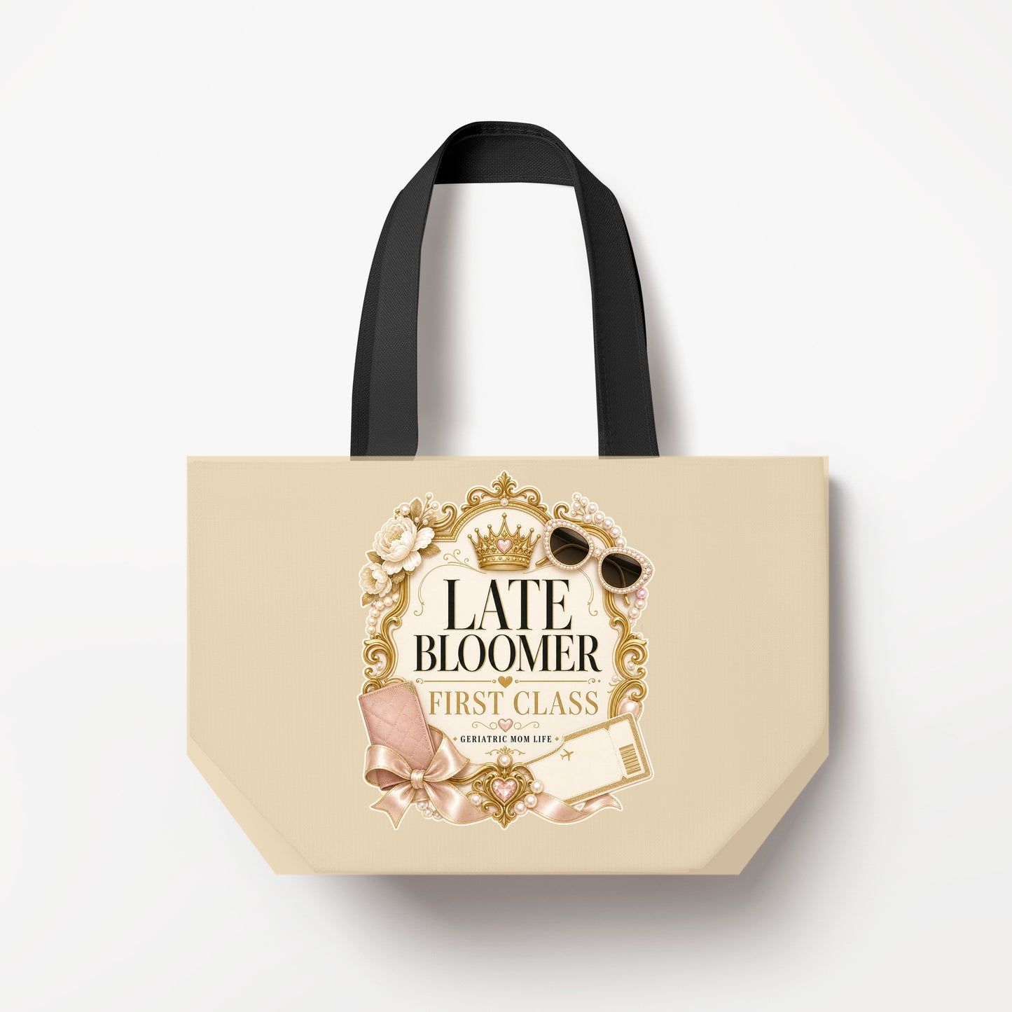 Late Bloomer First Class canvas bag mockup