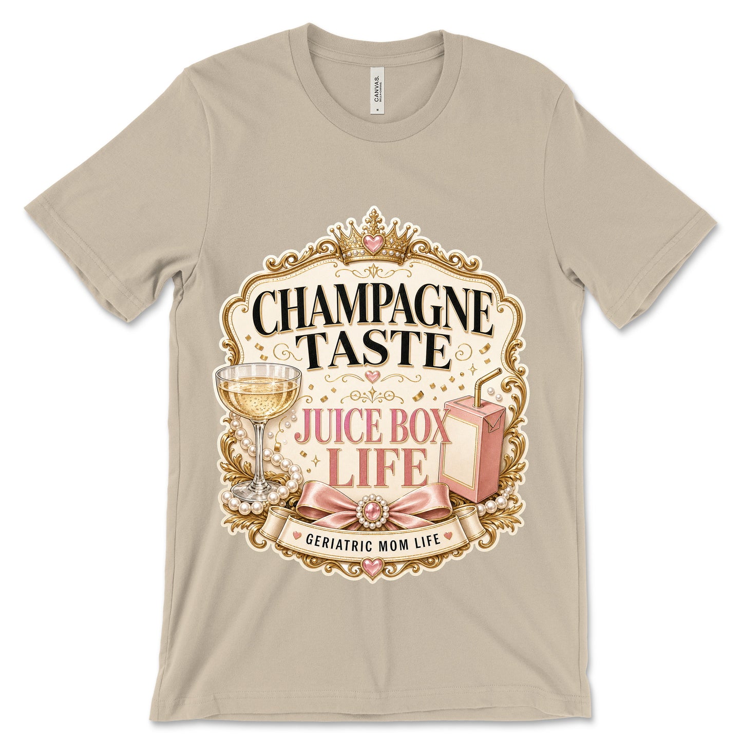 Champagne Taste Juice Box Life soft cream shirt mockup