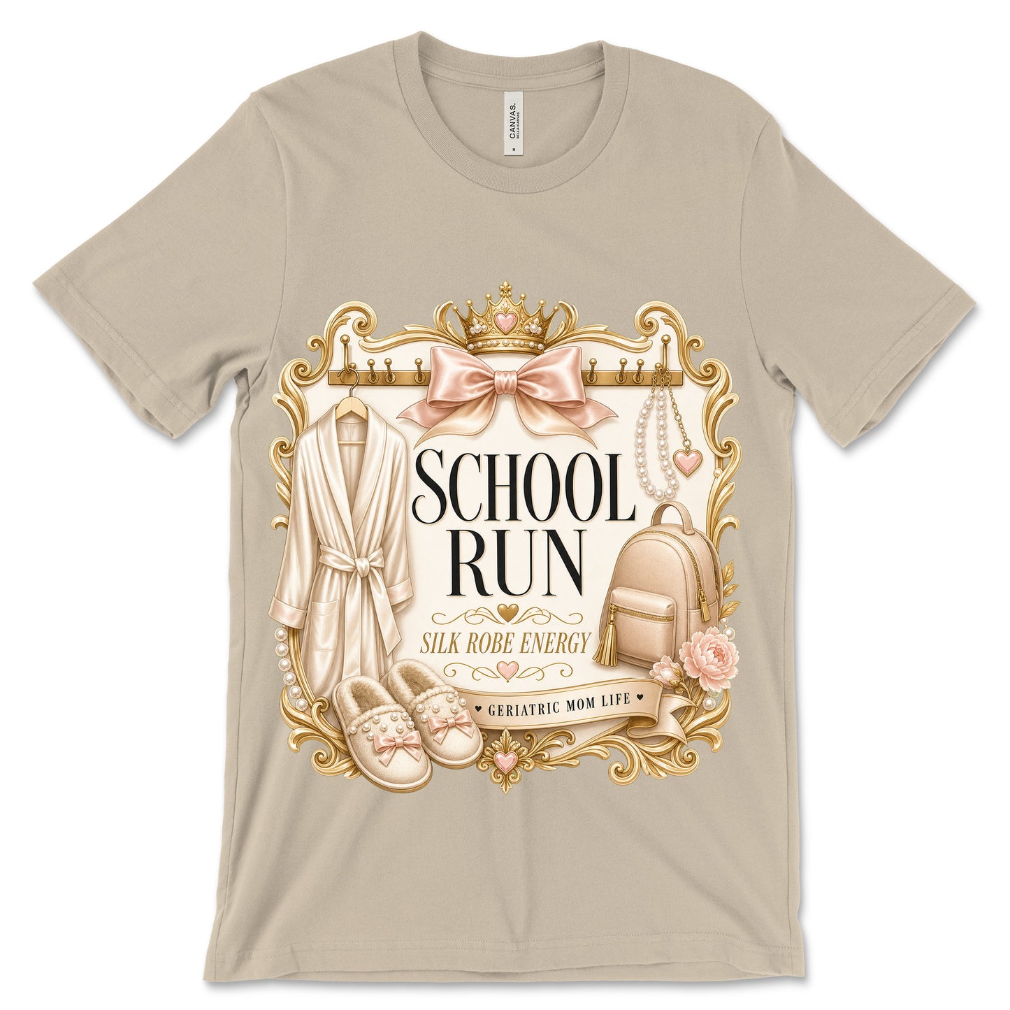 School Run Silk Robe Energy soft cream shirt mockup