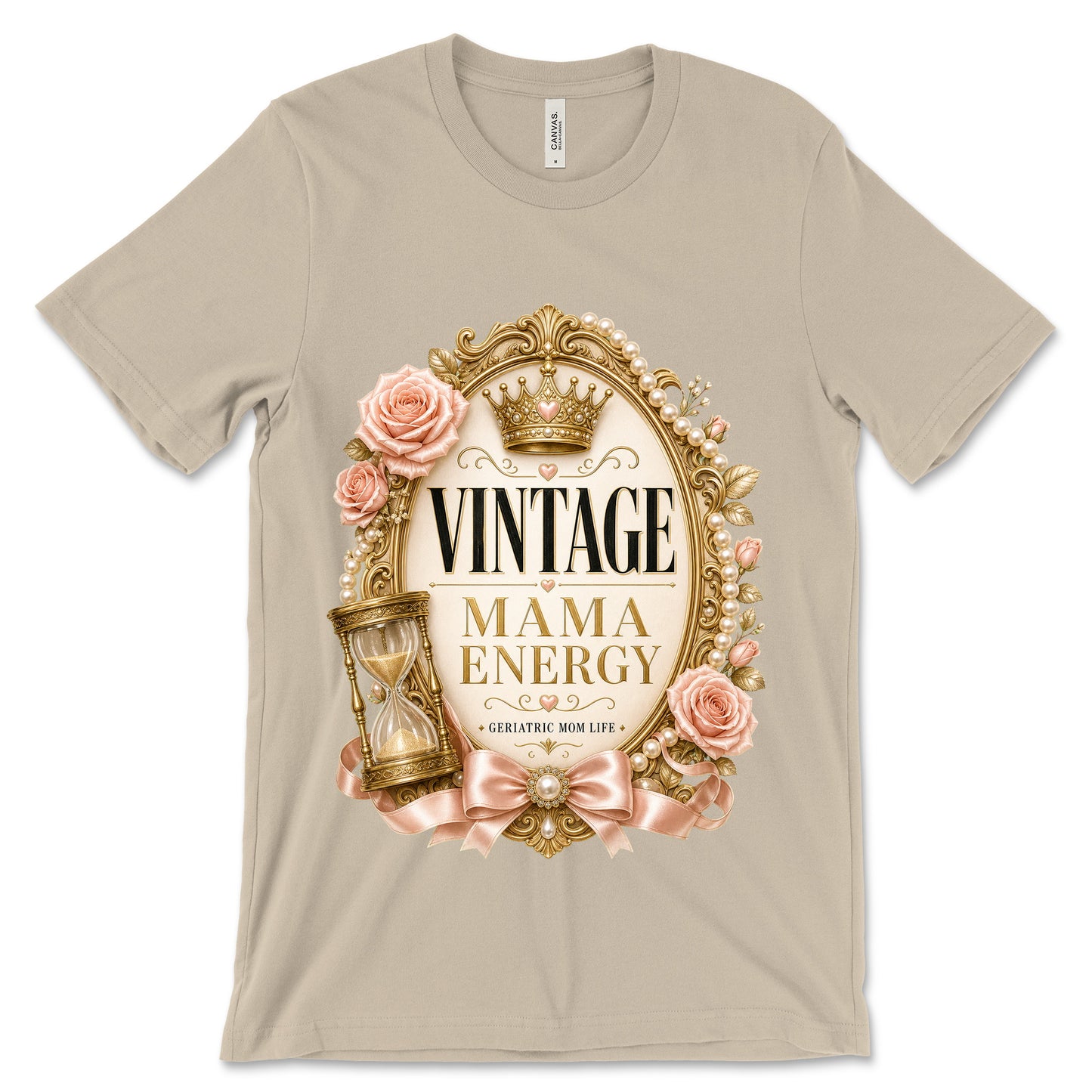 Vintage Mama Energy soft cream shirt mockup