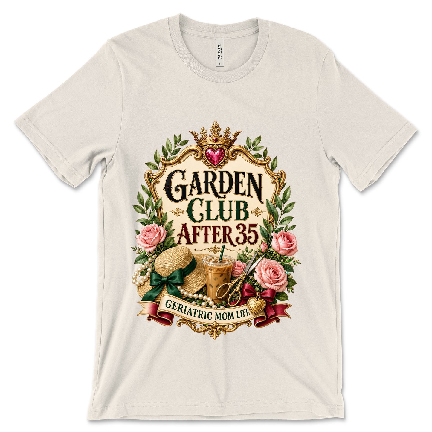 Garden Club After 35 Bella Canvas shirt in Natural