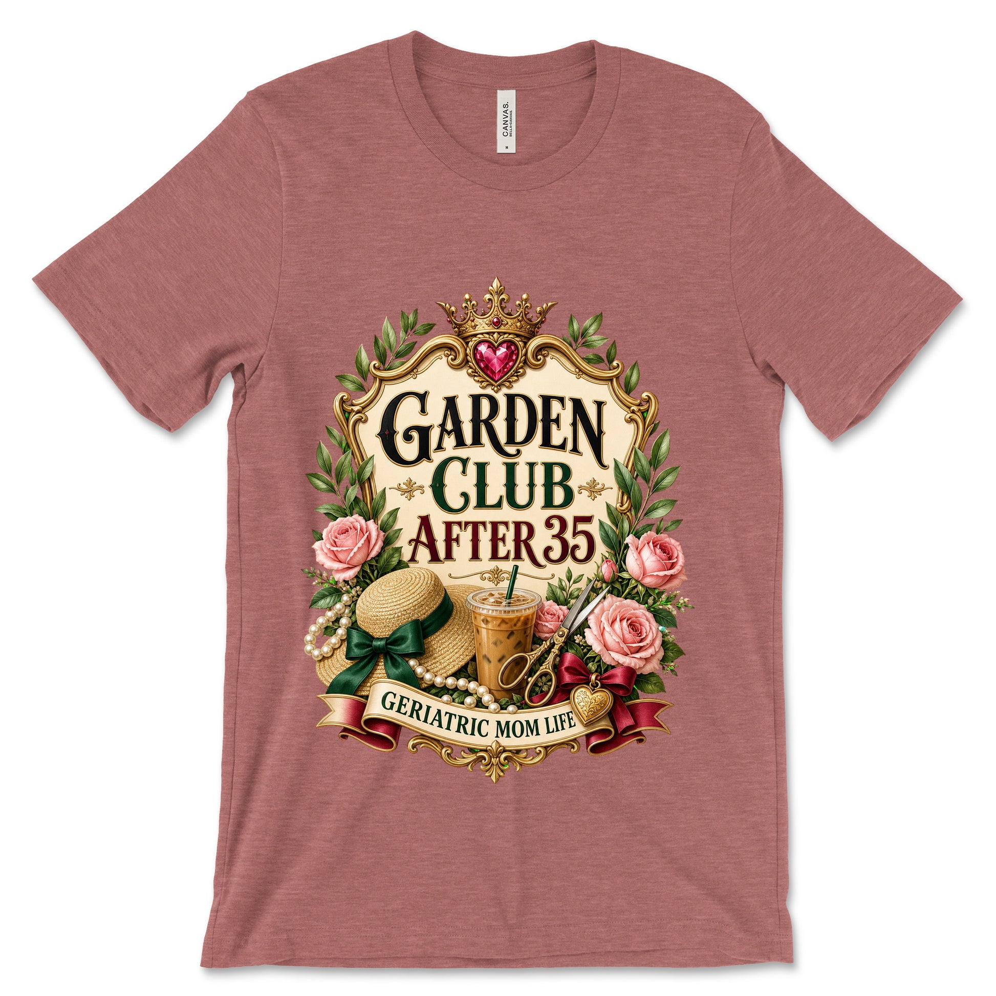 Garden Club After 35 Bella Canvas shirt in Heather Mauve