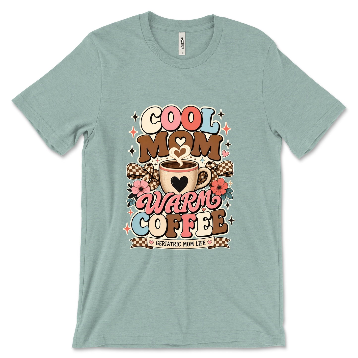 Cool Mom Warm Coffee Heather Dusty Blue