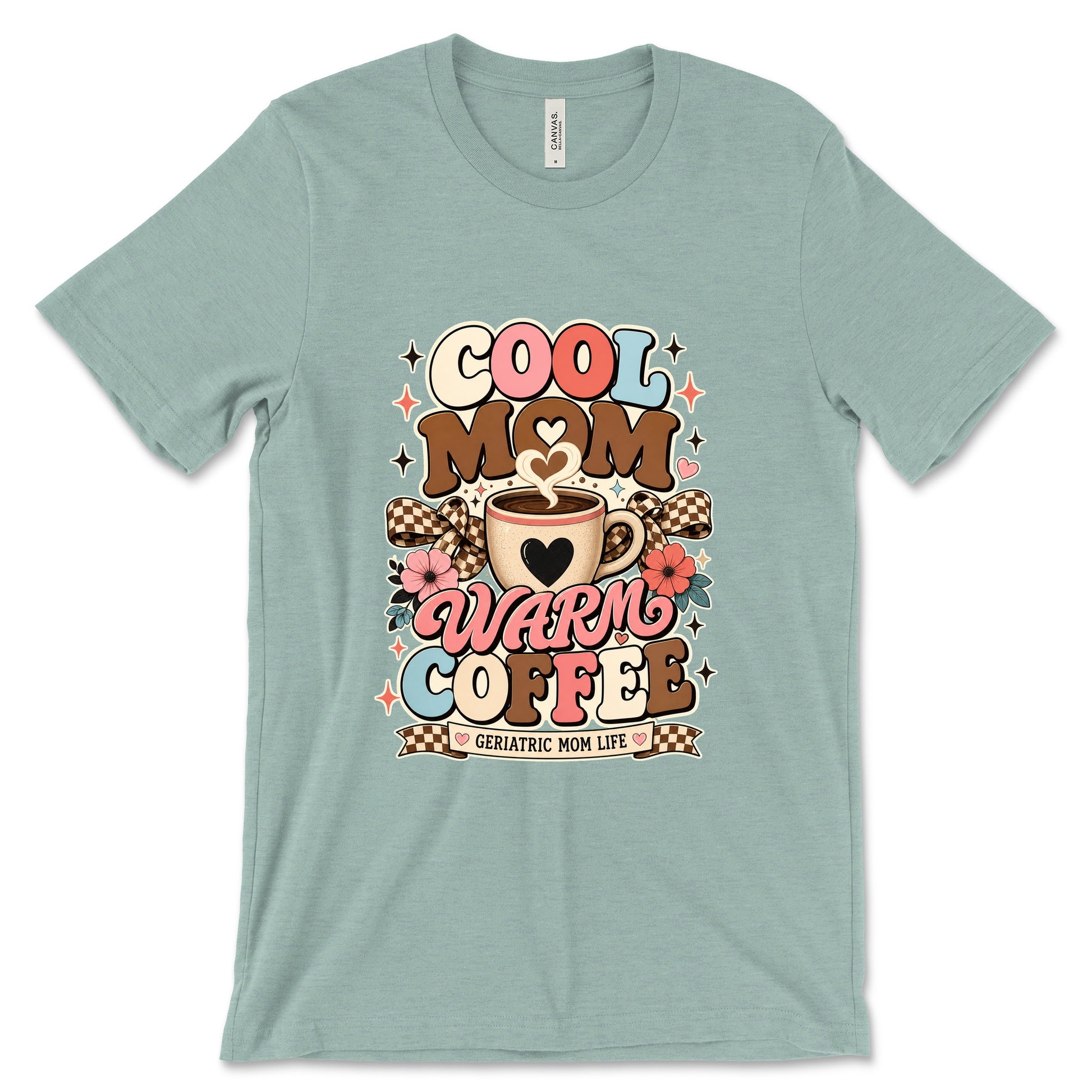 Cool Mom Warm Coffee Heather Dusty Blue