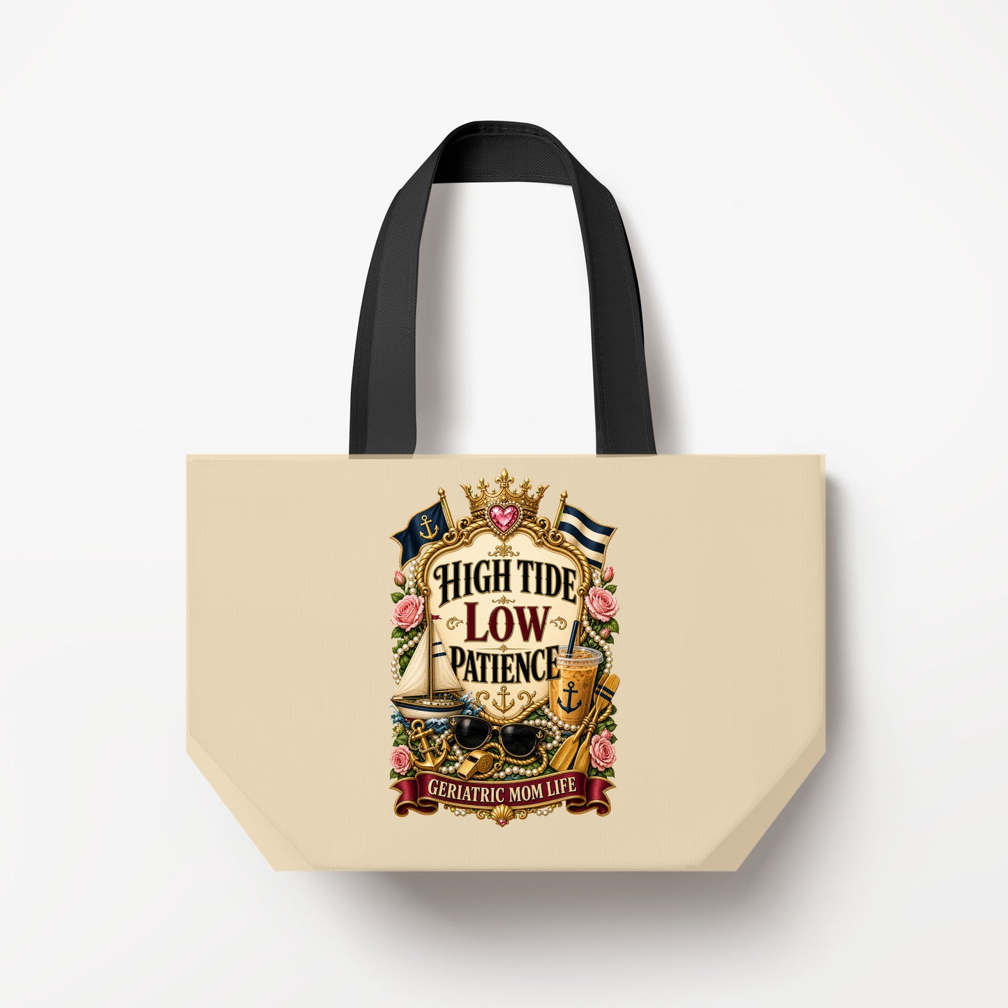 High Tide Low Patience Natural Canvas Bag
