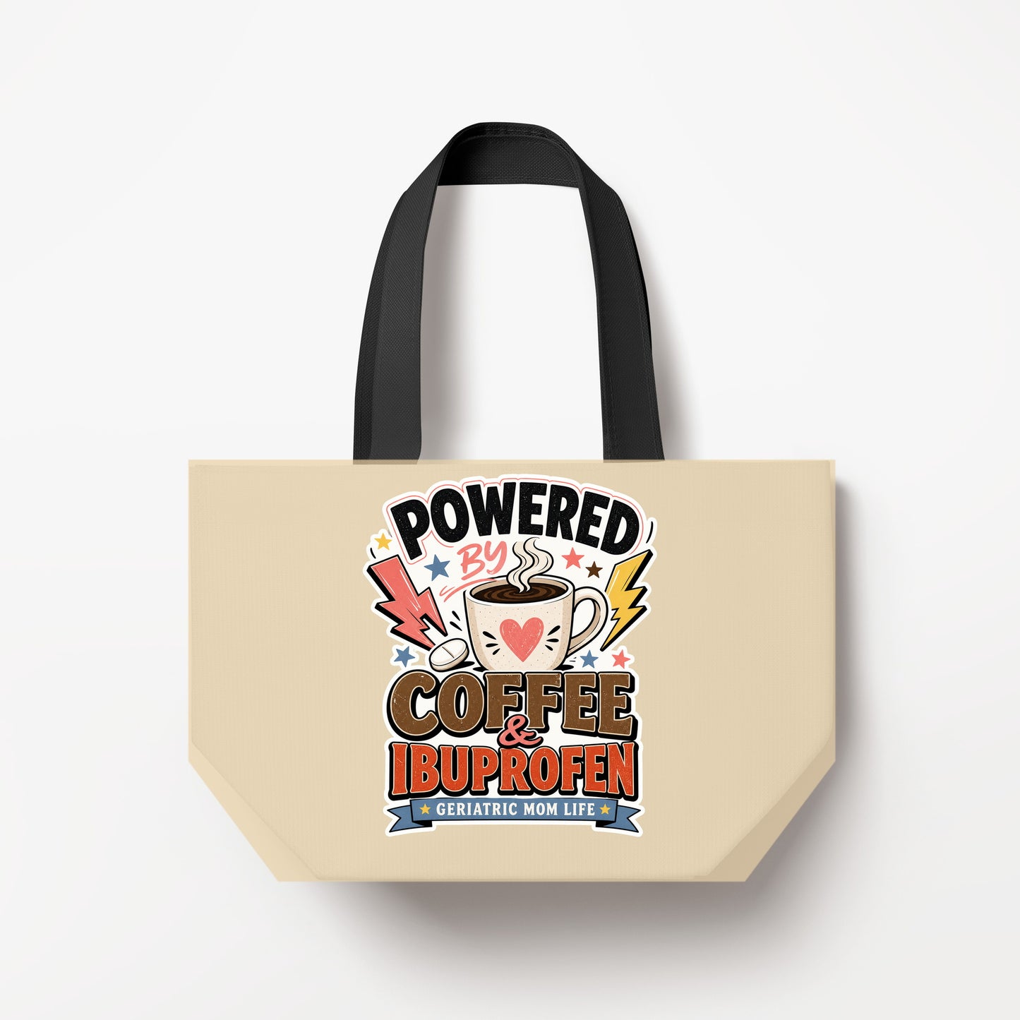 Powered By Coffee Ibuprofen Natural Canvas