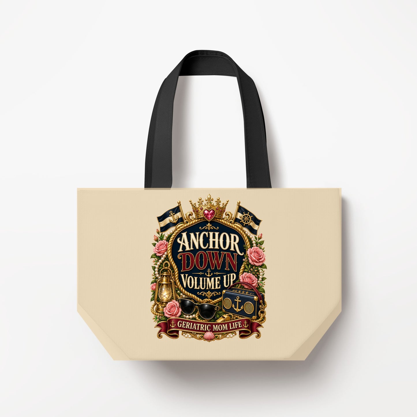 Anchor Down Volume Up Natural Canvas Bag