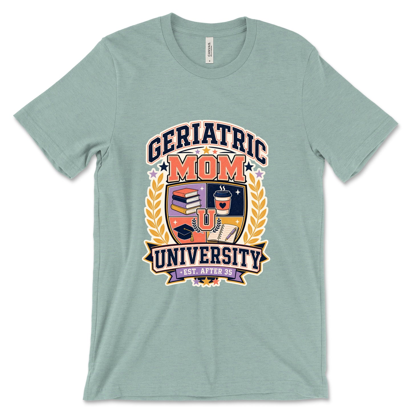 Geriatric Mom University Heather Dusty Blue