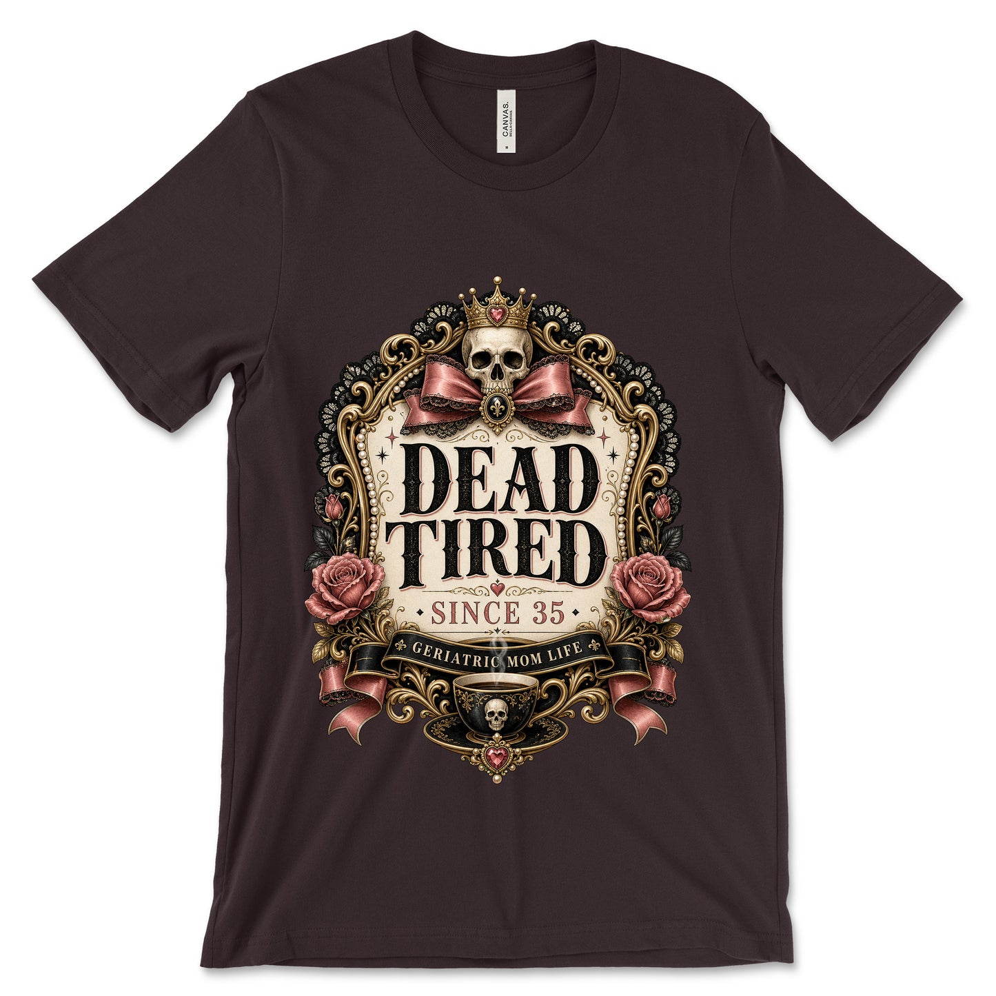 Dead Tired Since 35 Oxblood Black shirt mockup
