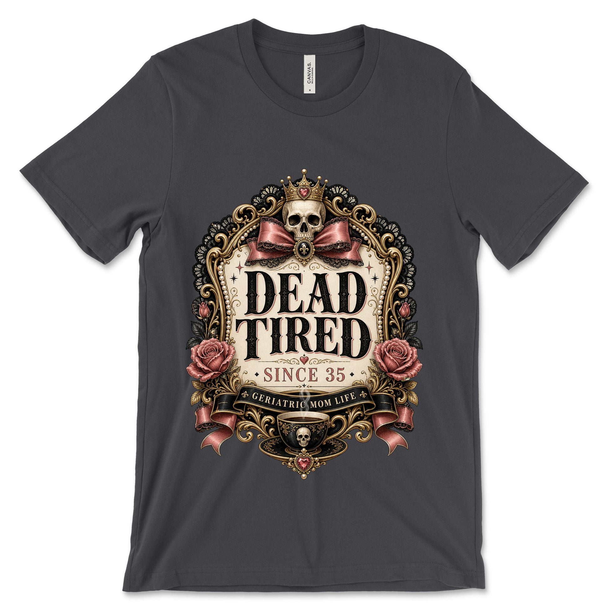Dead Tired Since 35 Dark Grey shirt mockup
