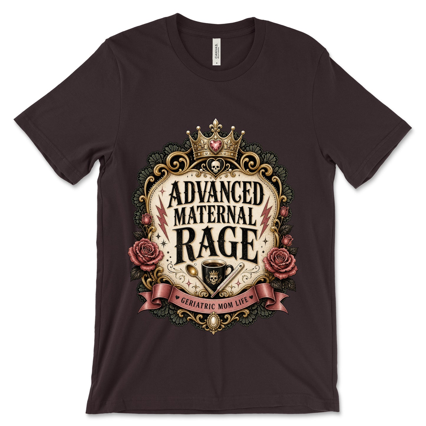 Advanced Maternal Rage Oxblood Black shirt mockup