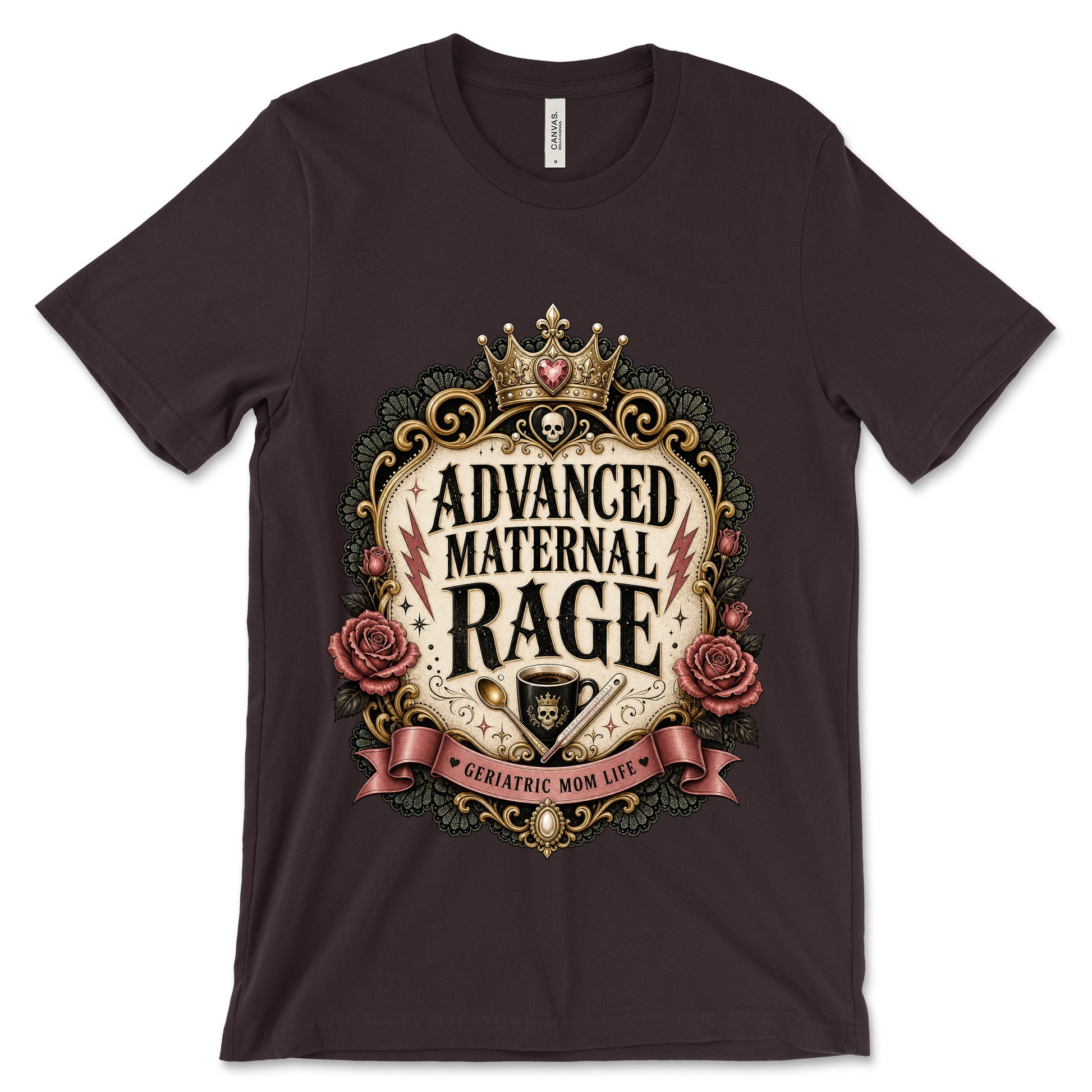 Advanced Maternal Rage Oxblood Black shirt mockup