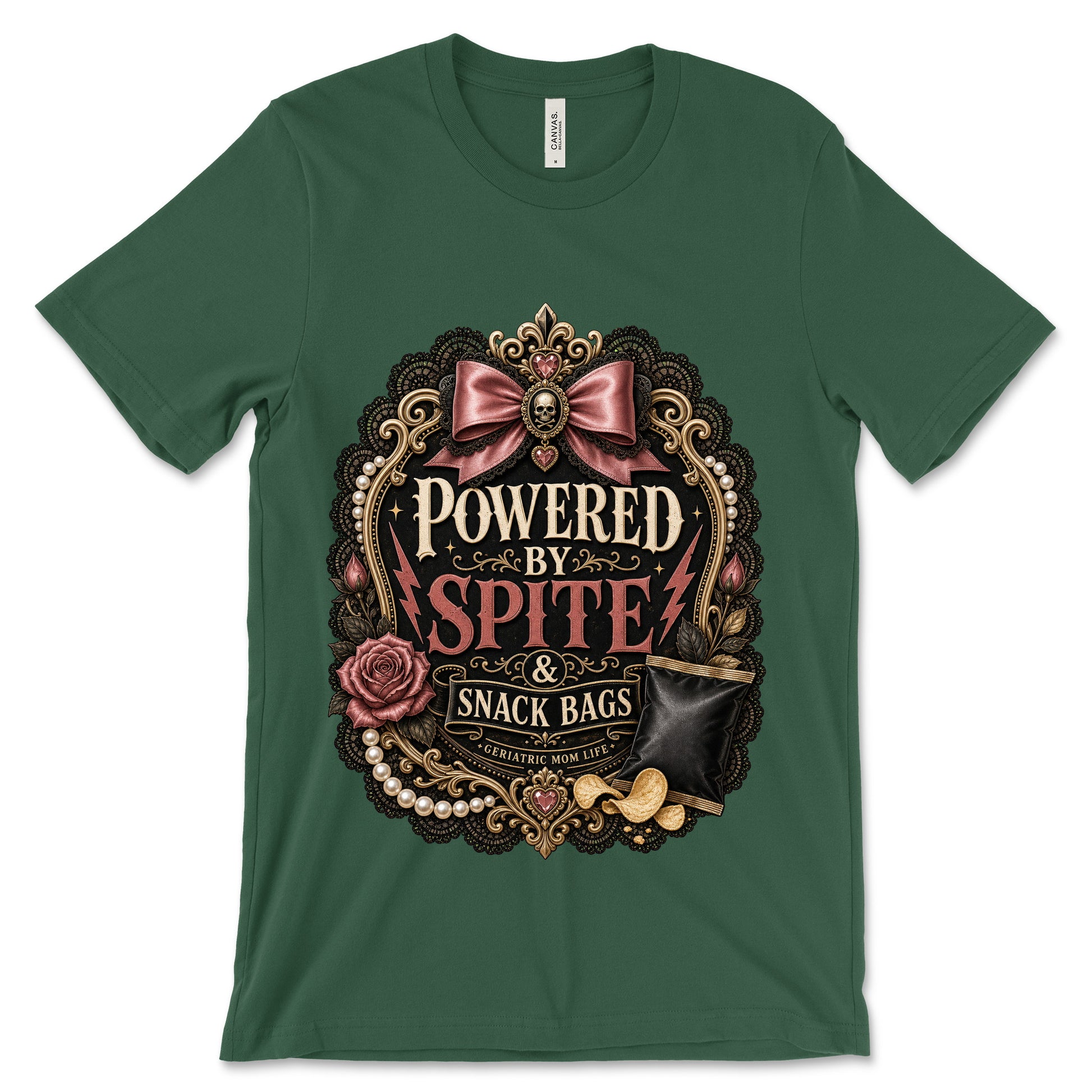 Powered By Spite And Snack Bags Forest shirt mockup