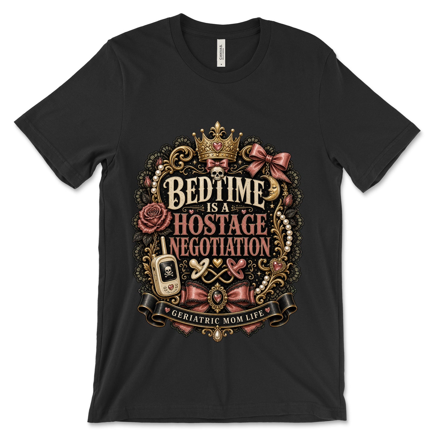 Bedtime Hostage Negotiation Black shirt mockup