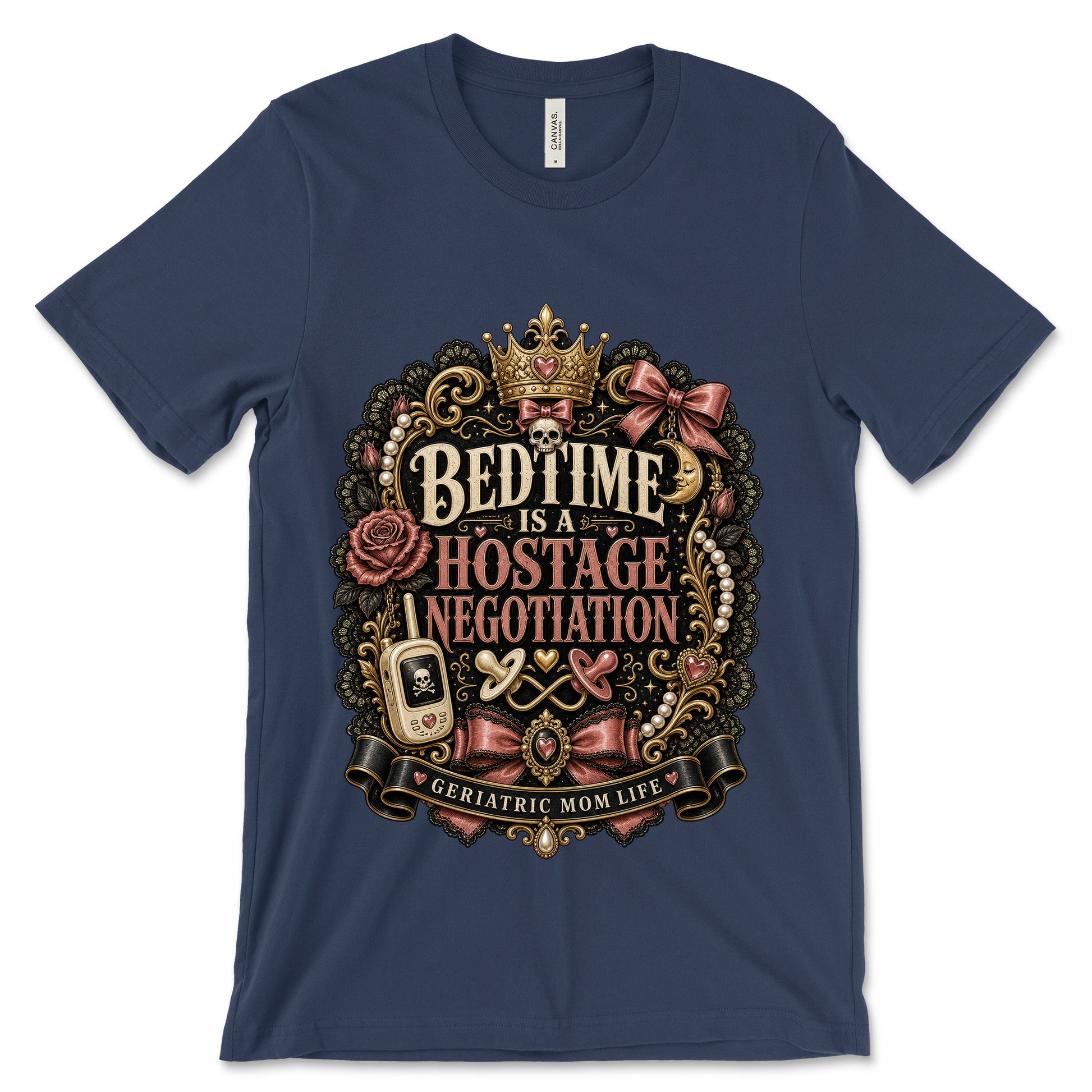 Bedtime Hostage Negotiation Navy shirt mockup