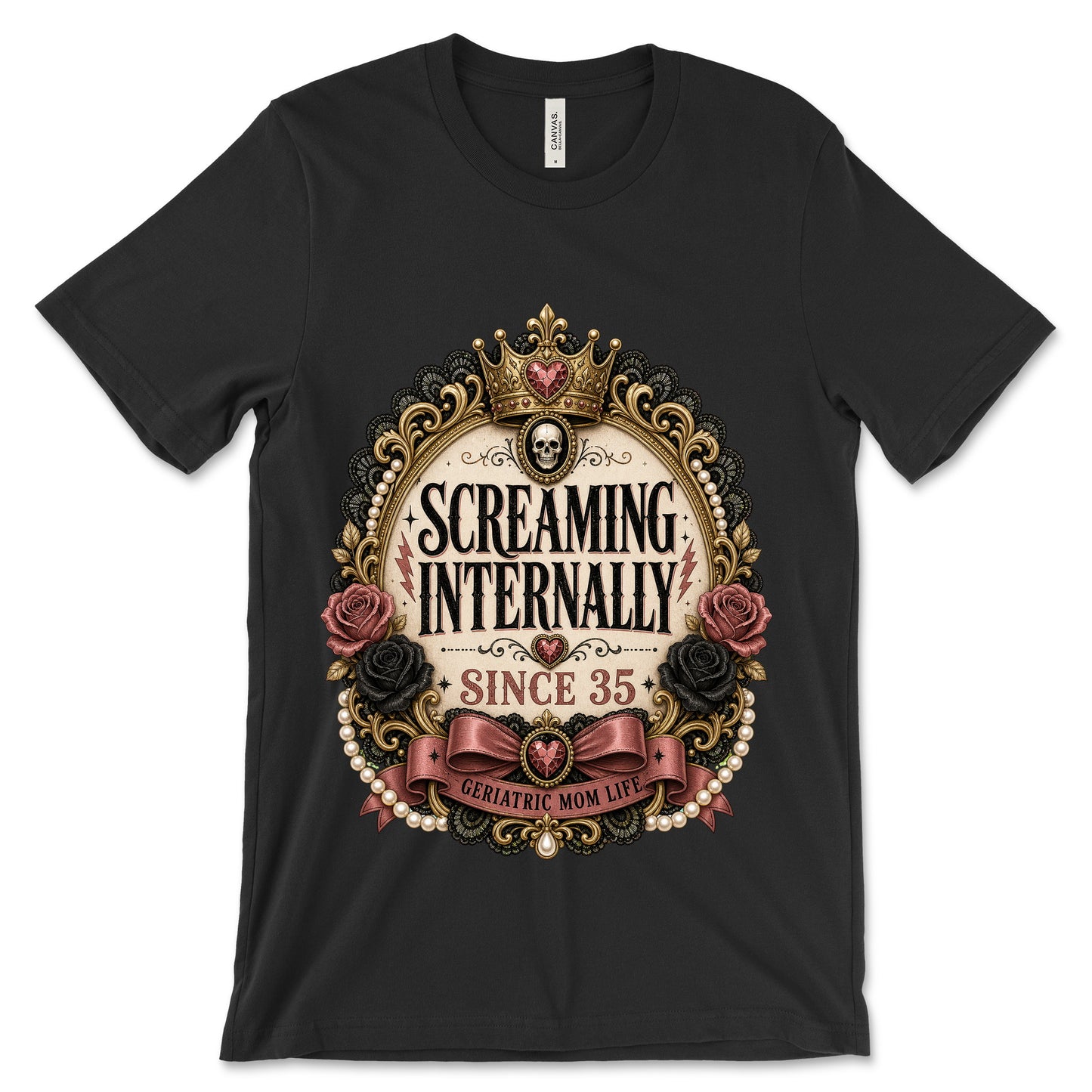 Screaming Internally Since 35 Black shirt mockup
