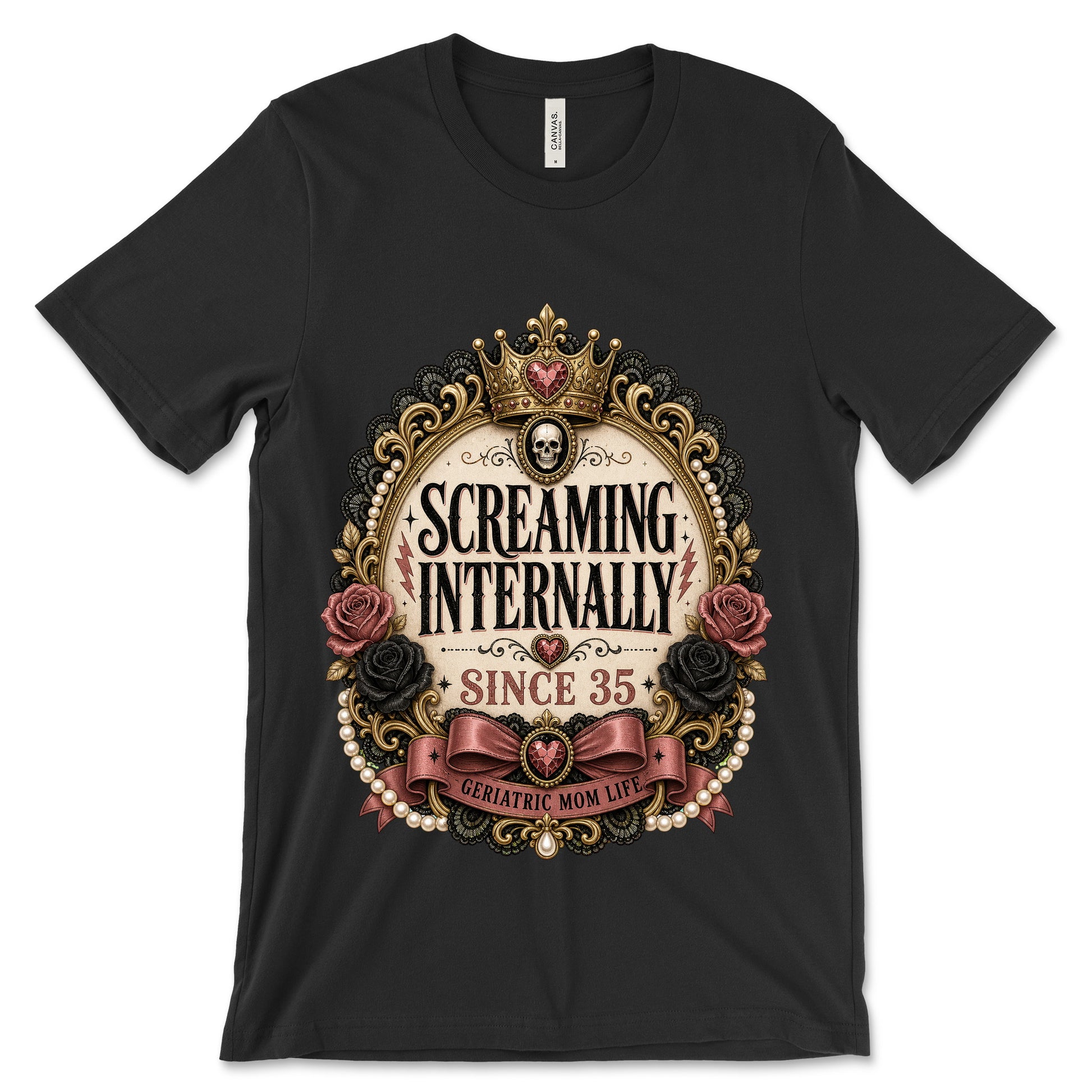 Screaming Internally Since 35 Black shirt mockup