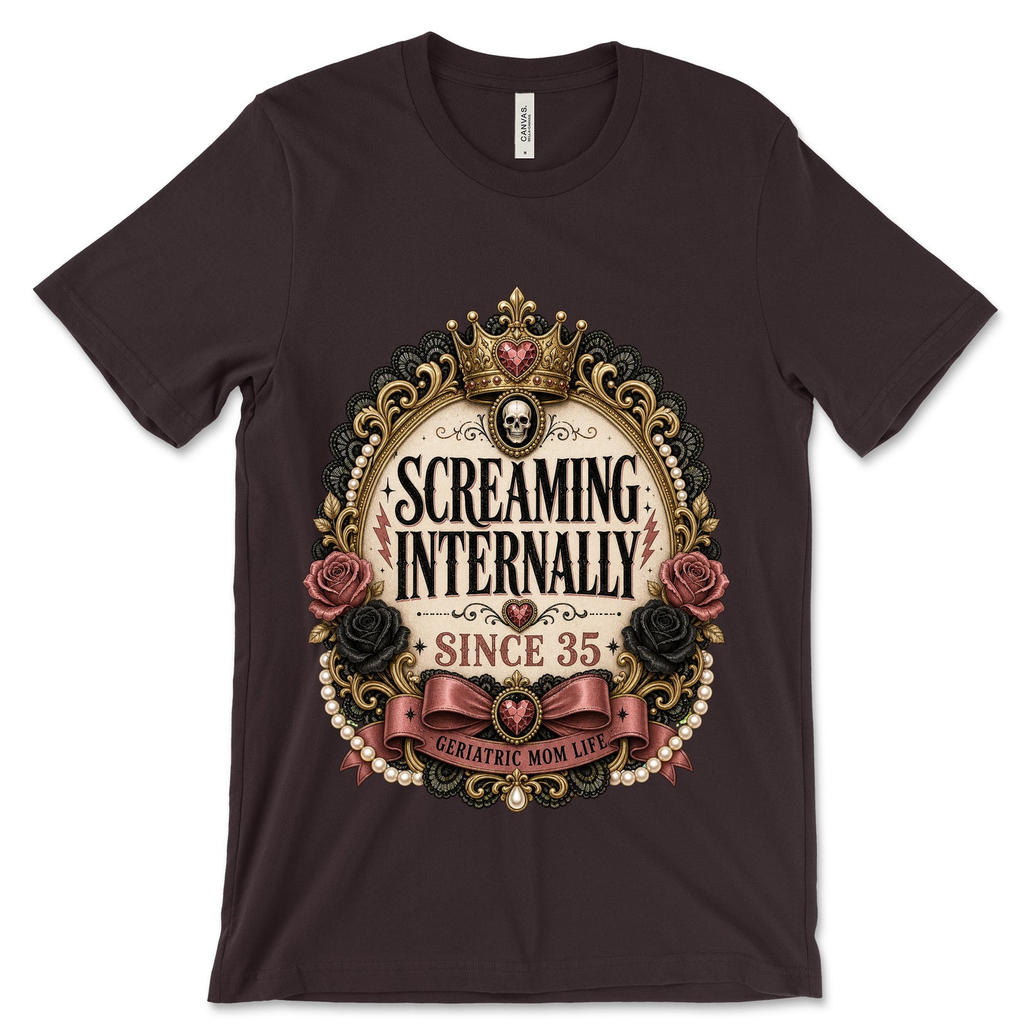 Screaming Internally Since 35 Oxblood Black shirt mockup
