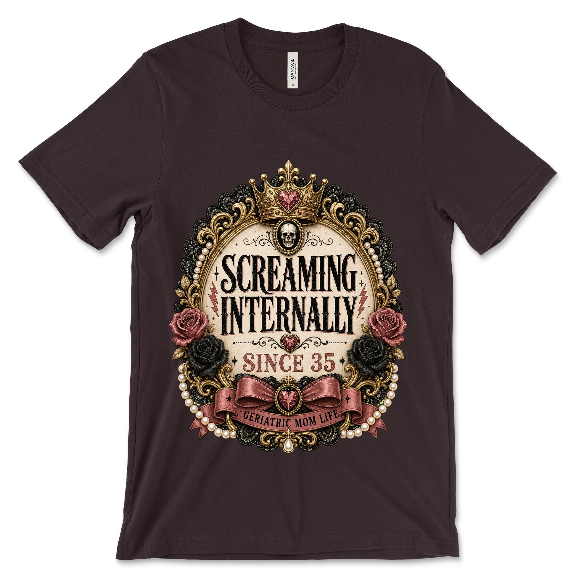 Screaming Internally Since 35 Oxblood Black shirt mockup