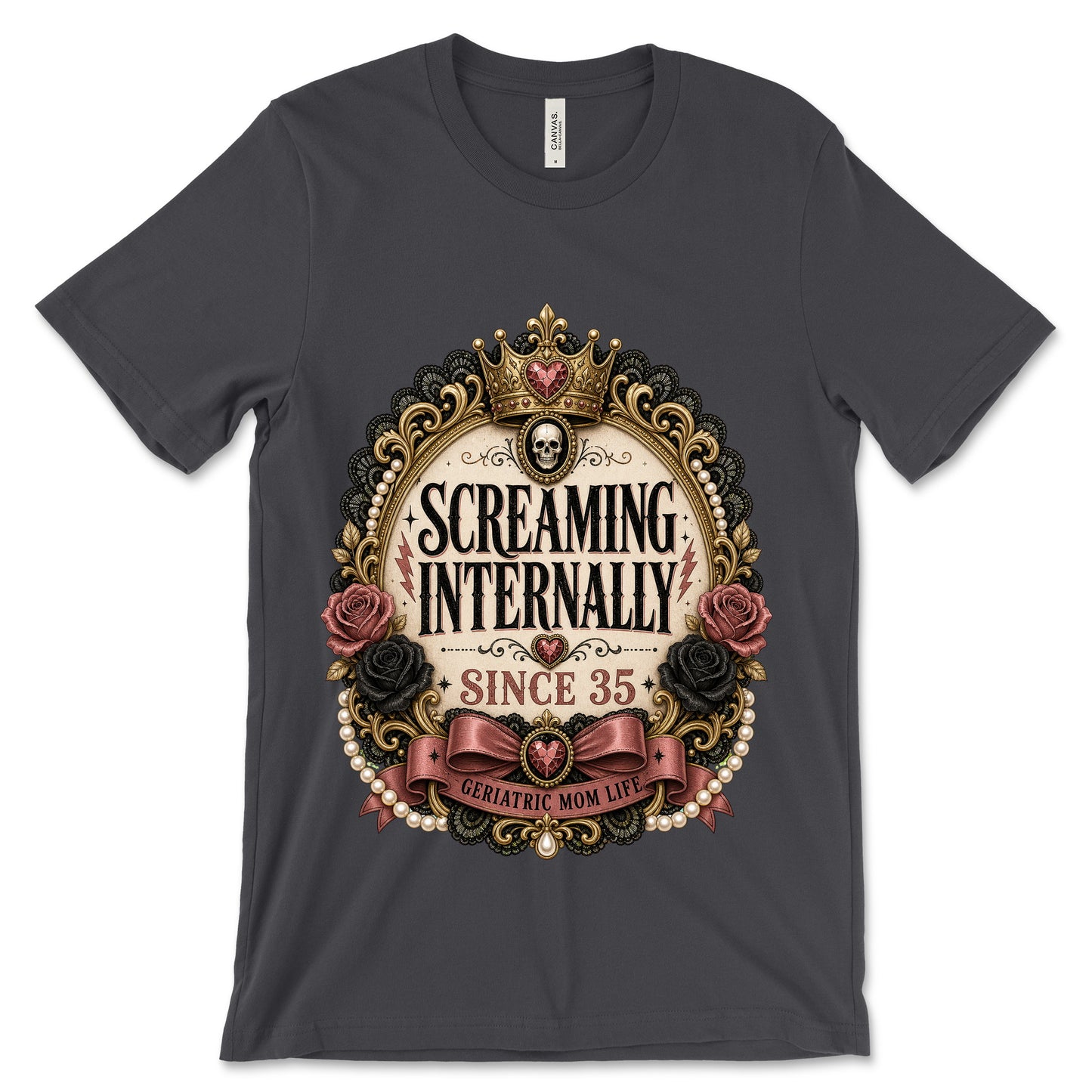 Screaming Internally Since 35 Dark Grey shirt mockup