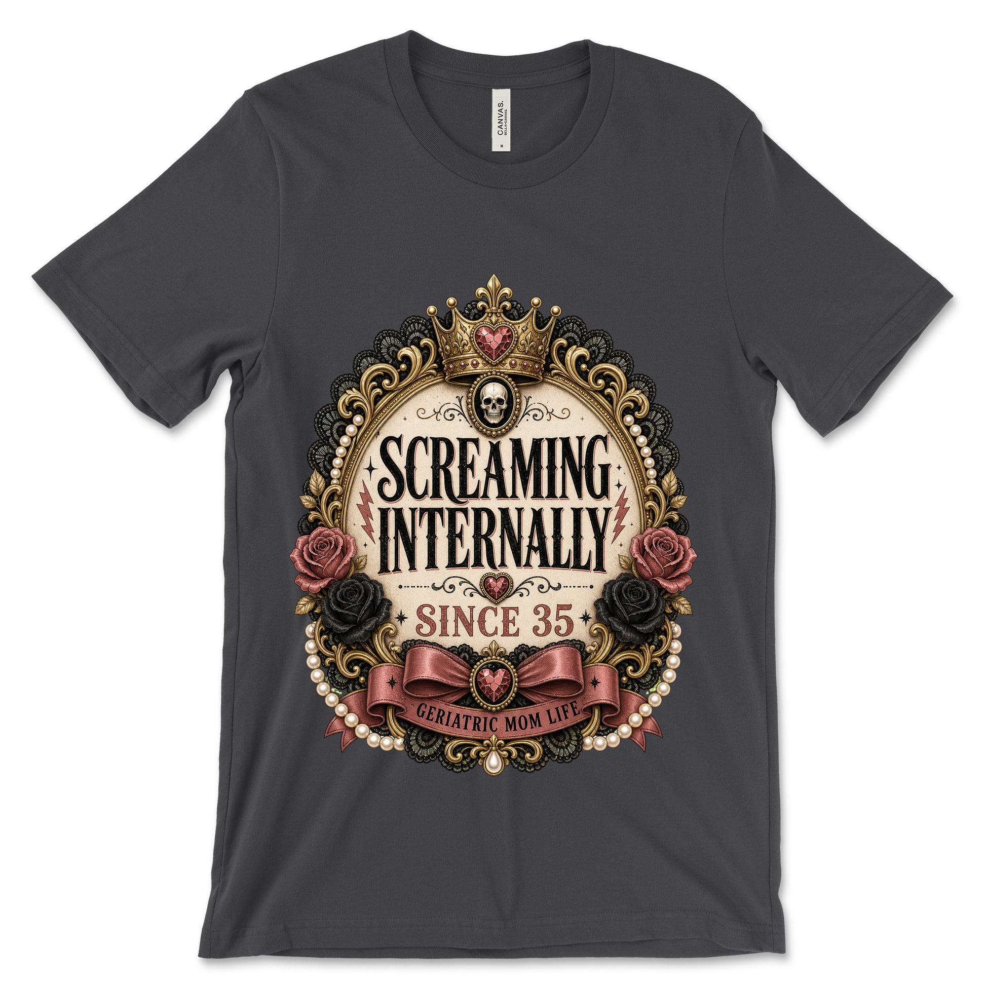 Screaming Internally Since 35 Dark Grey shirt mockup