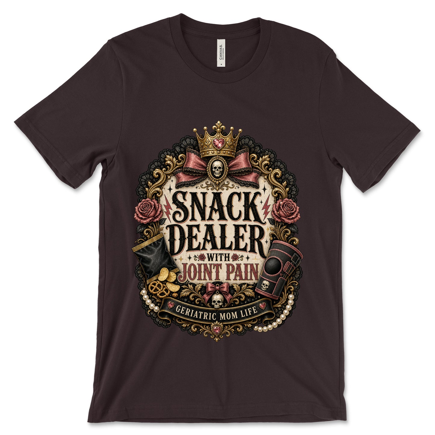Snack Dealer With Joint Pain Oxblood Black shirt mockup