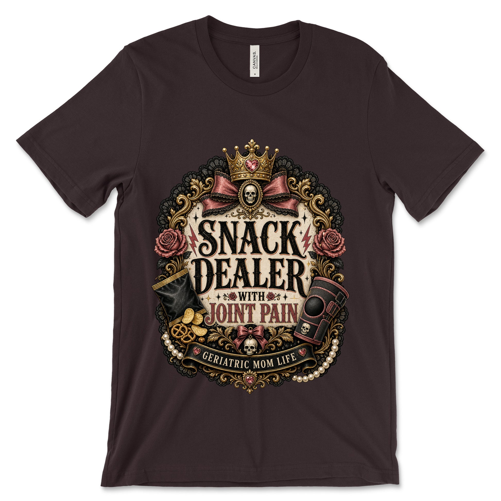 Snack Dealer With Joint Pain Oxblood Black shirt mockup