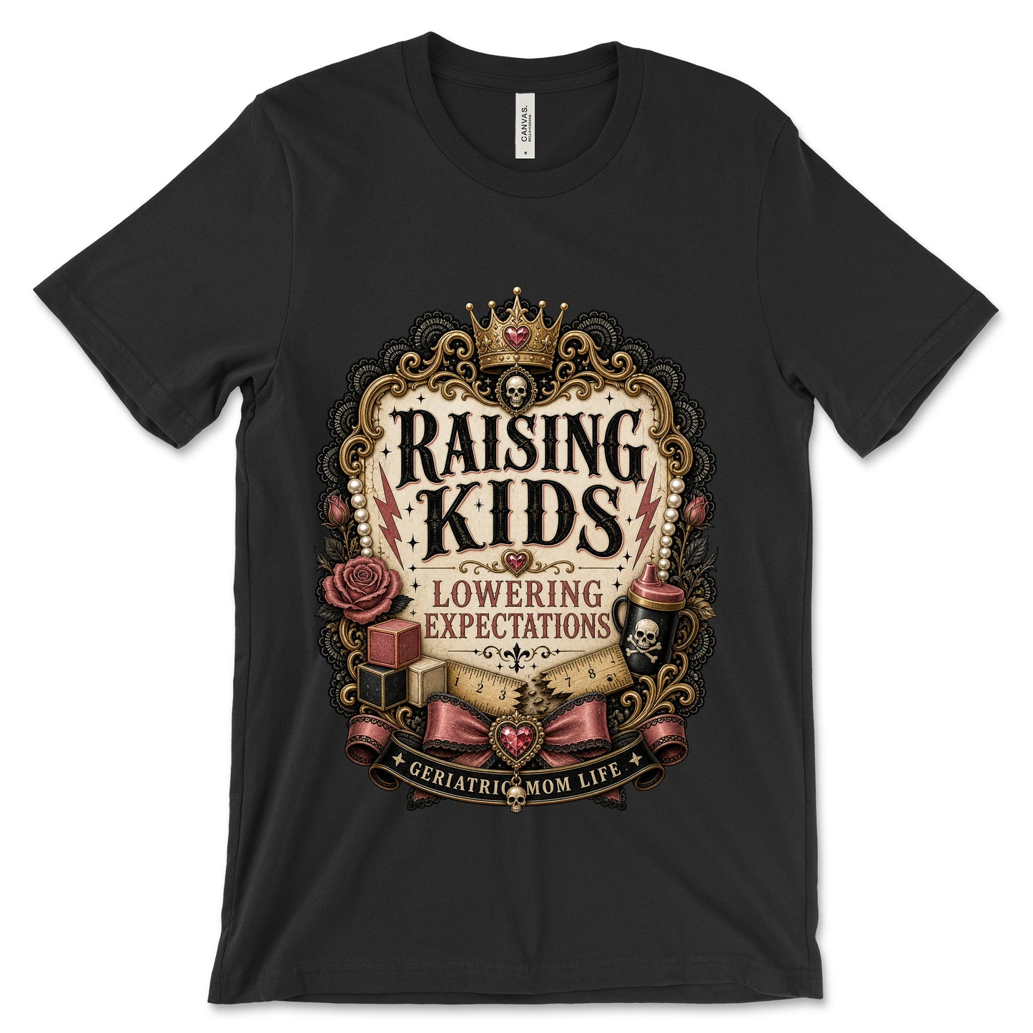 Raising Kids Lowering Expectations Black shirt mockup