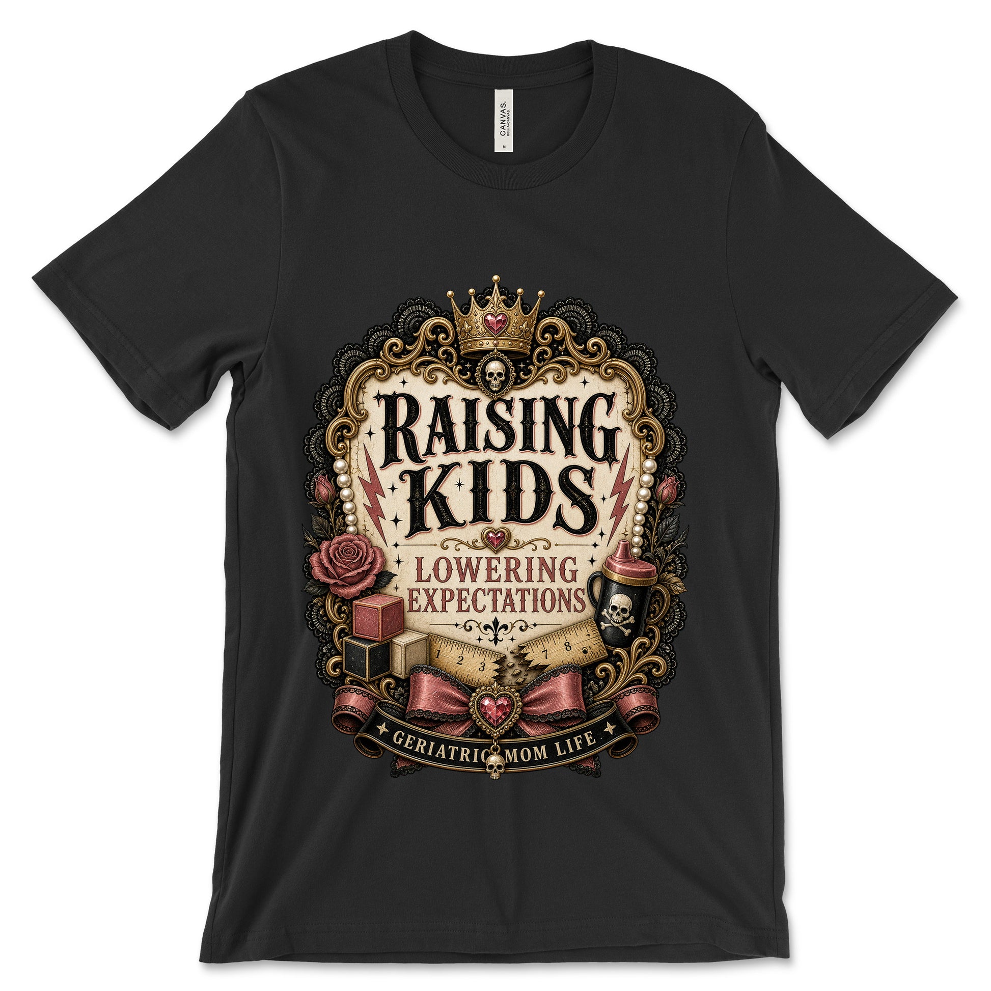 Raising Kids Lowering Expectations Black shirt mockup