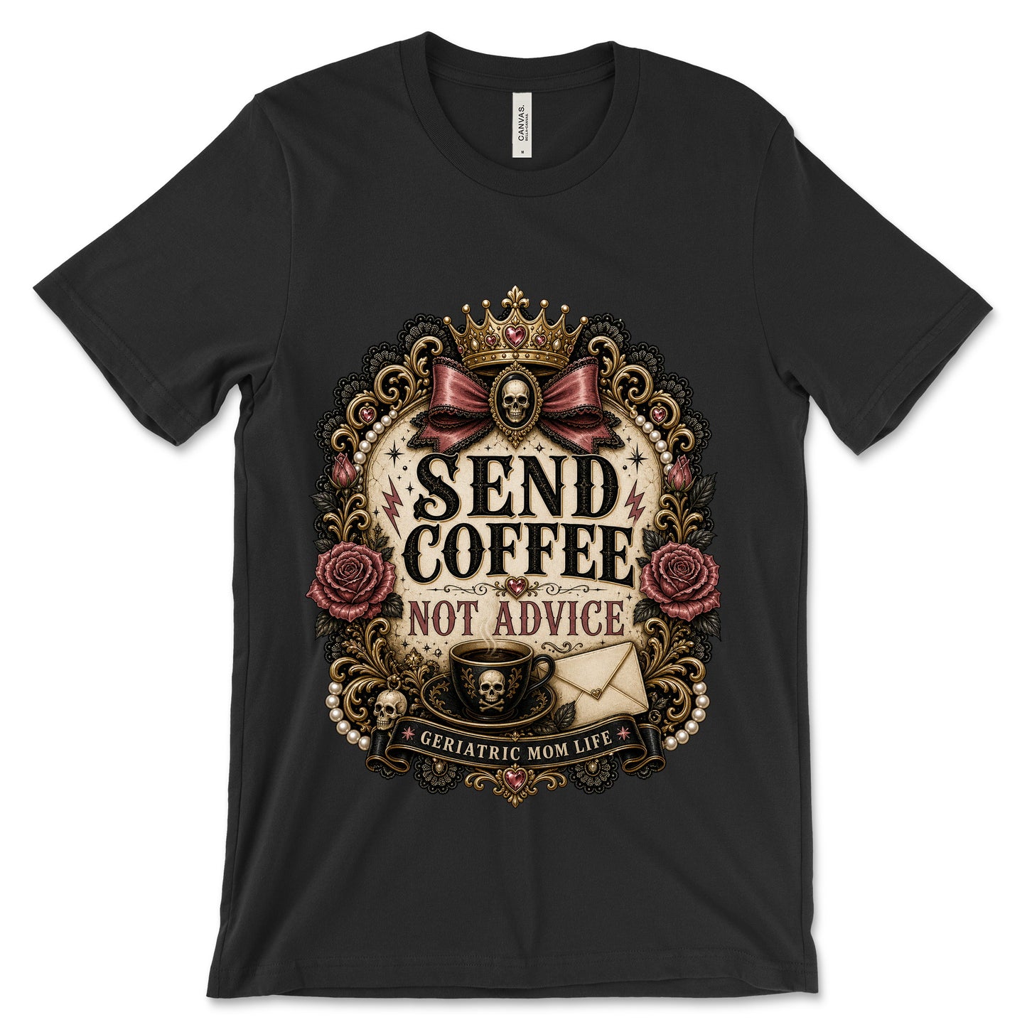 Send Coffee Not Advice Black shirt mockup