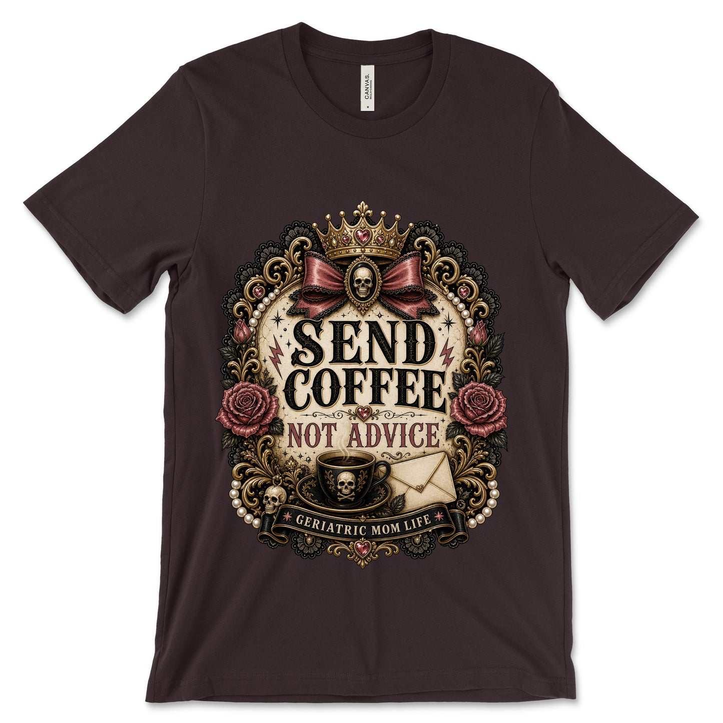 Send Coffee Not Advice Oxblood Black shirt mockup