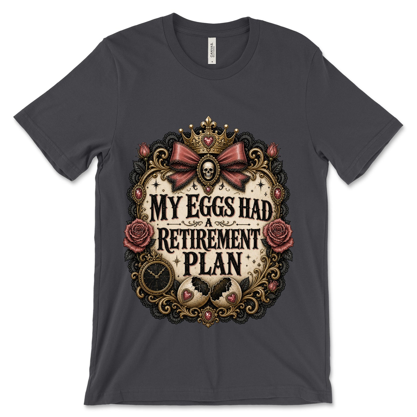 My Eggs Had A Retirement Plan Dark Grey shirt mockup