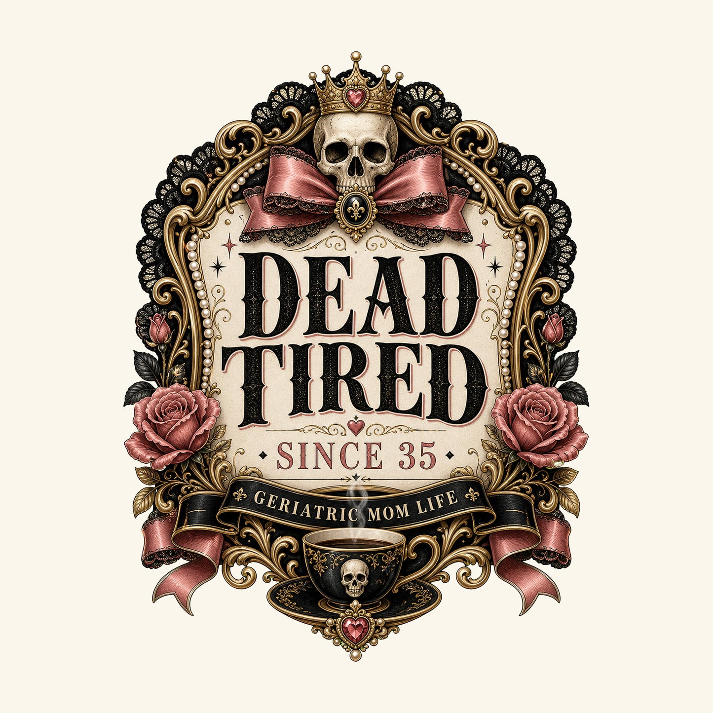 Dead Tired Since 35 design detail