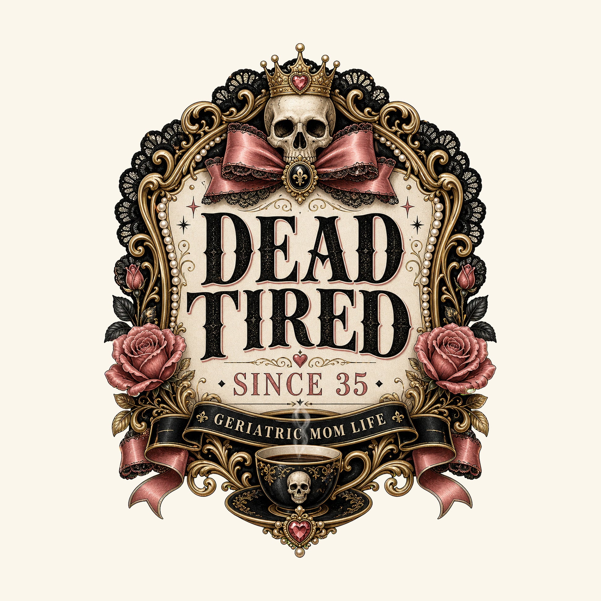 Dead Tired Since 35 design detail