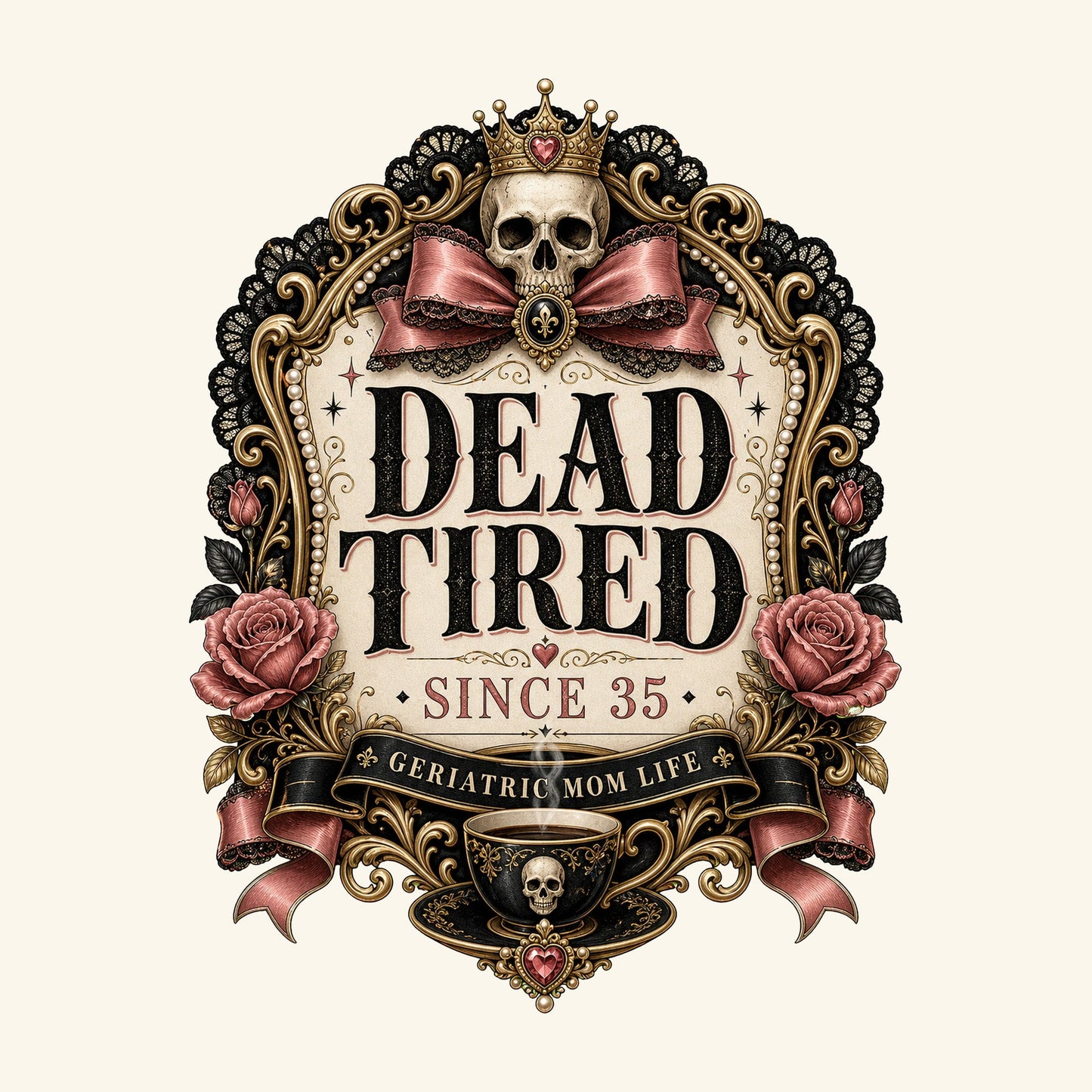 Dead Tired Since 35 design detail