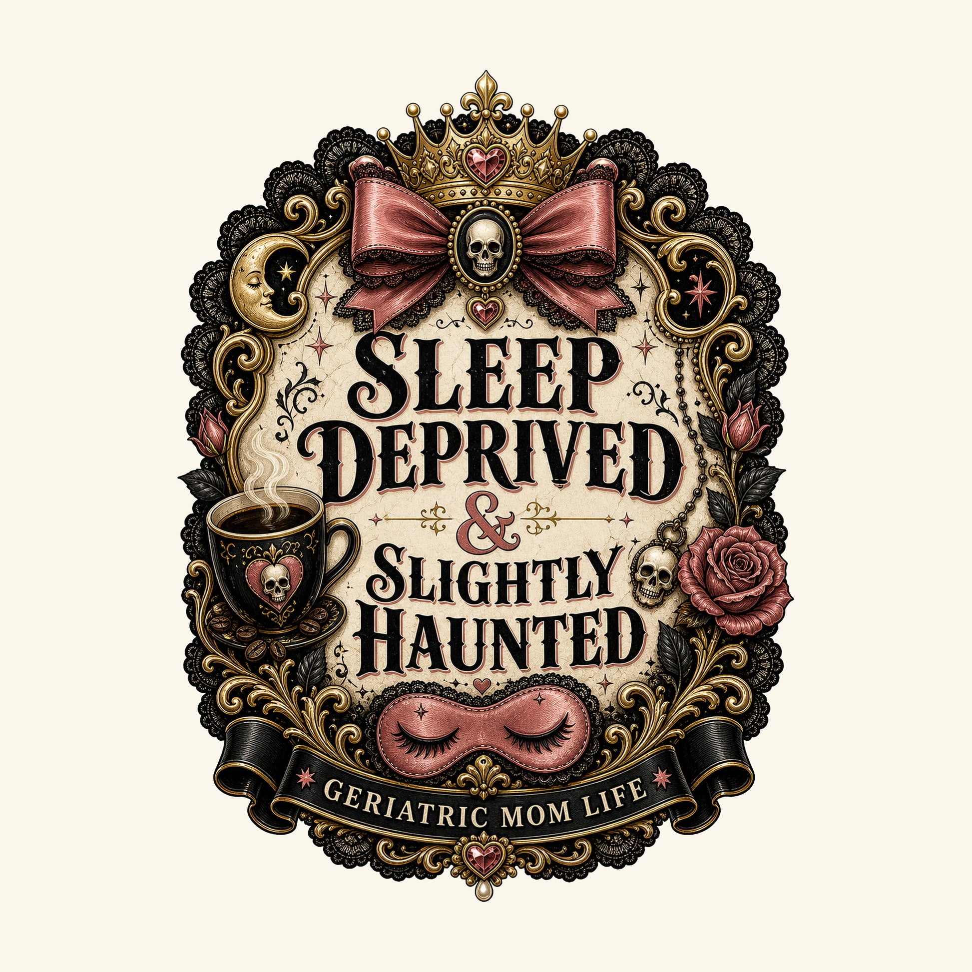 Sleep Deprived Slightly Haunted design detail