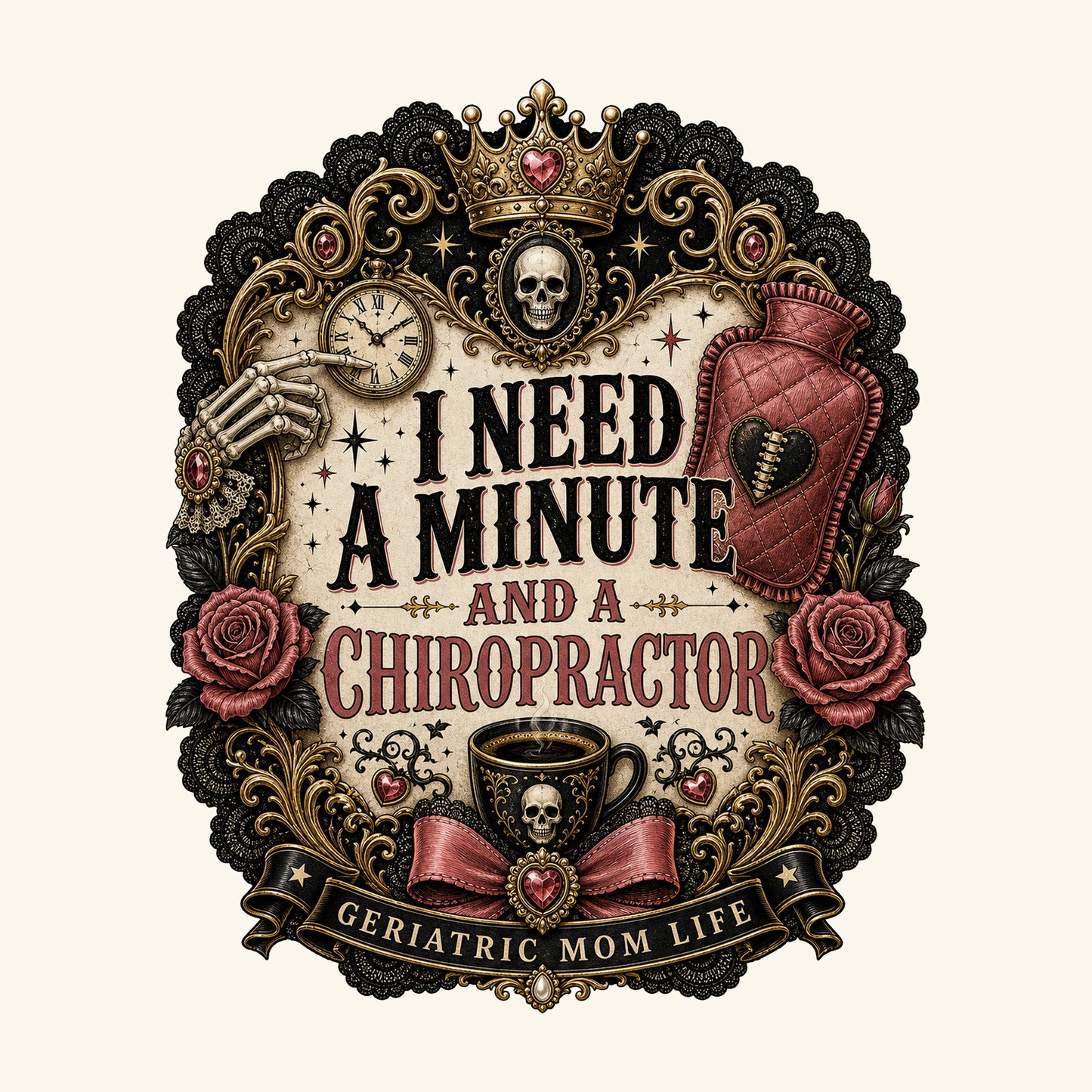 I Need A Minute And A Chiropractor design detail
