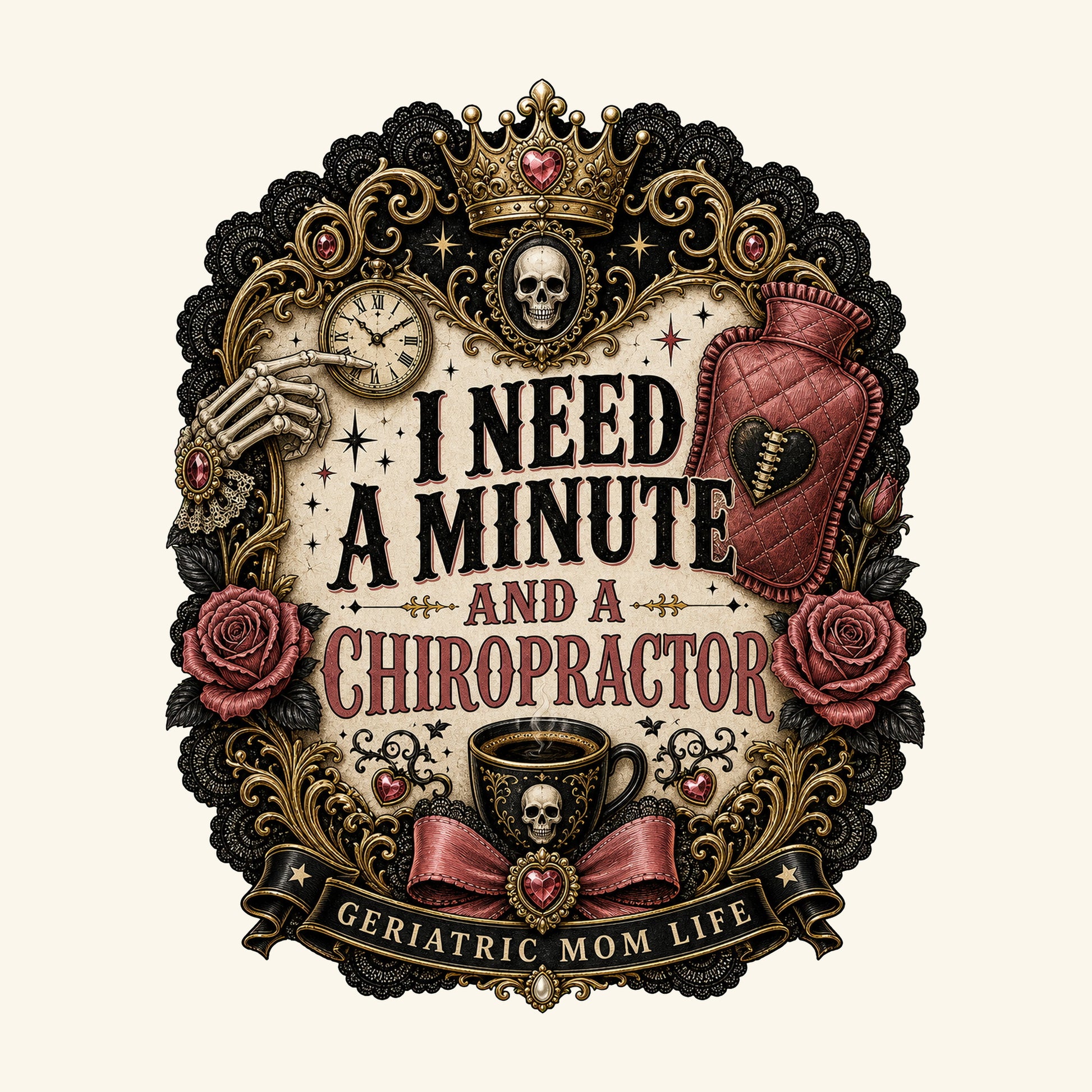 I Need A Minute And A Chiropractor design detail