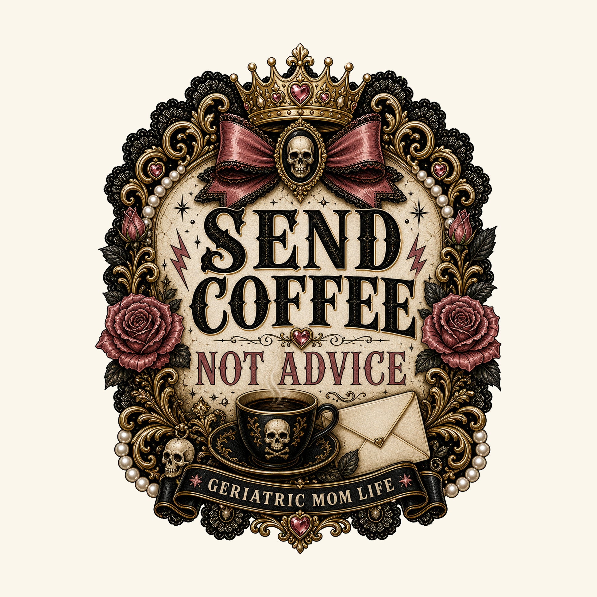 Send Coffee Not Advice design detail