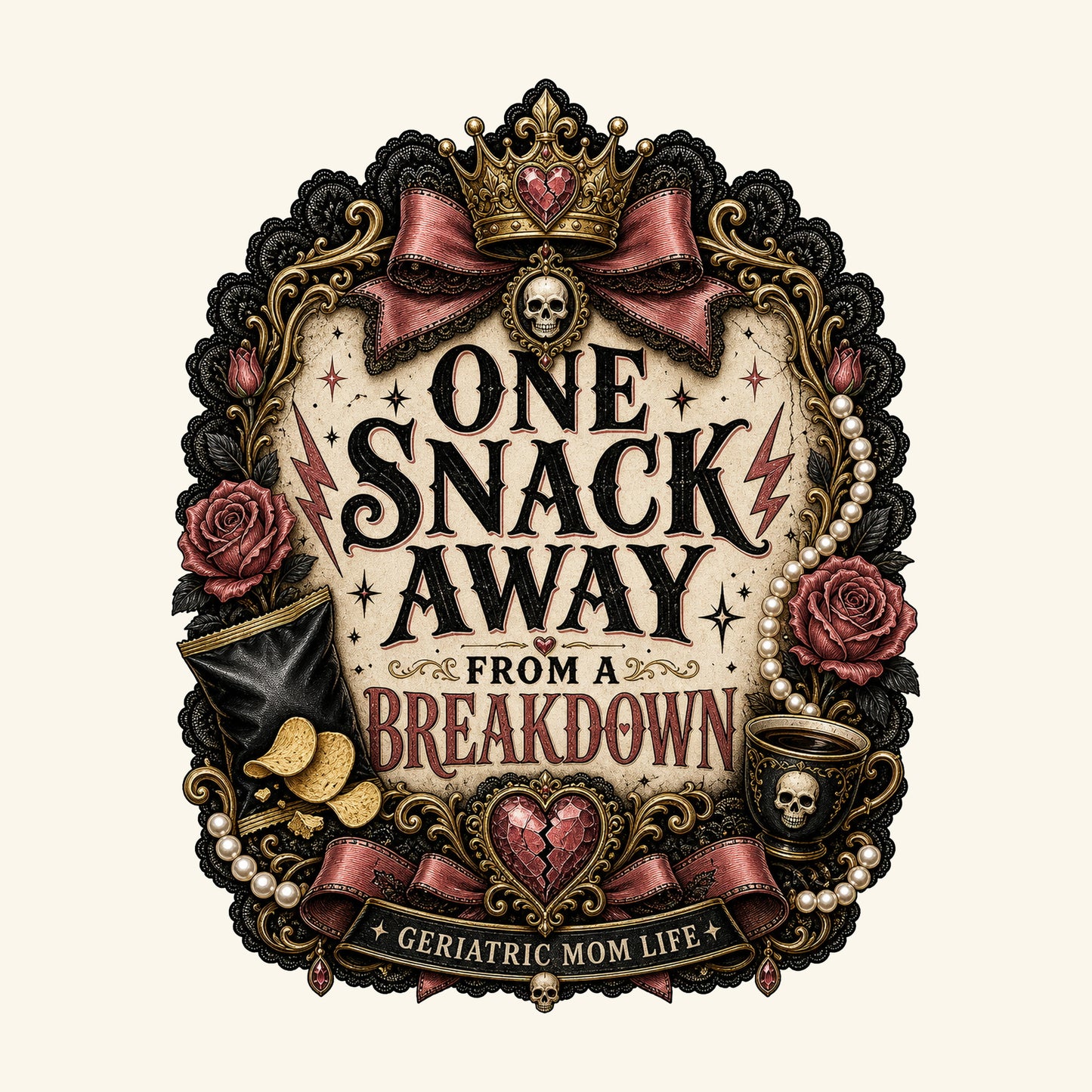 One Snack Away From A Breakdown design detail