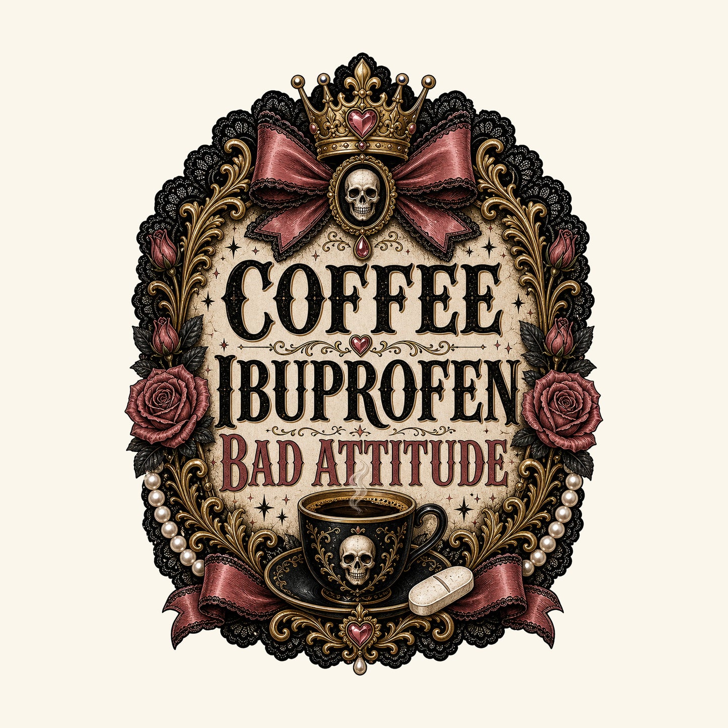 Coffee Ibuprofen Bad Attitude design detail