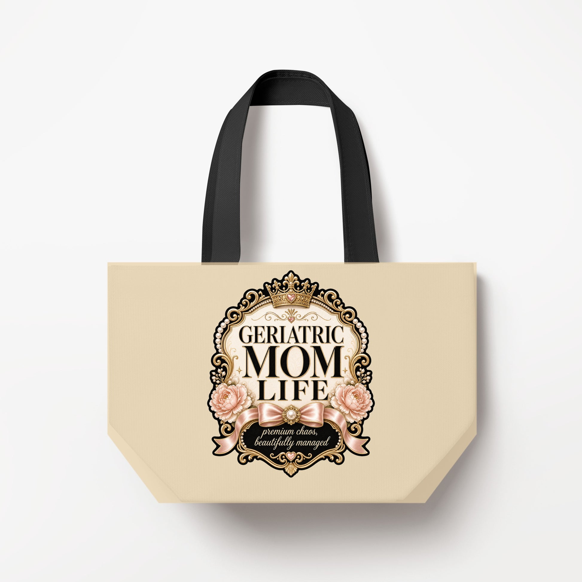 Geriatric Mom Life Premium Chaos canvas bag mockup