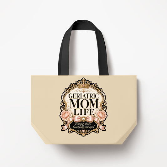 Geriatric Mom Life Premium Chaos canvas bag mockup