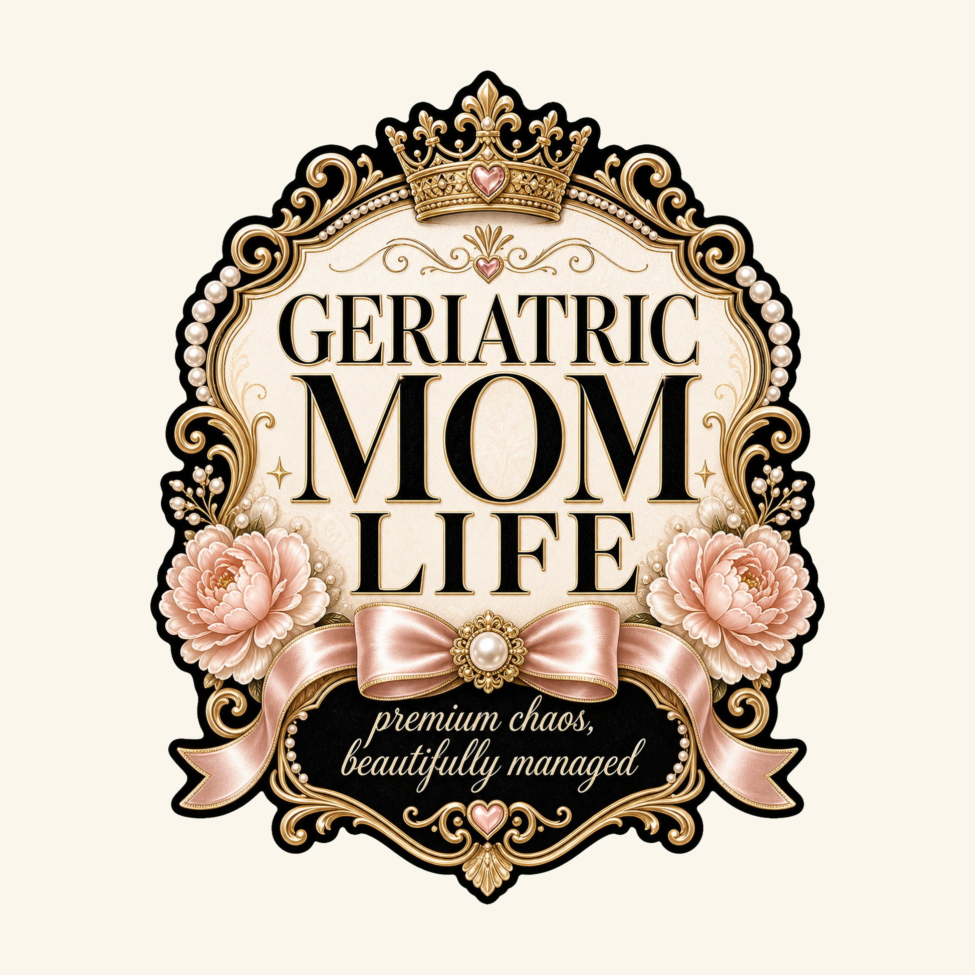 Geriatric Mom Life Premium Chaos canvas bag design detail