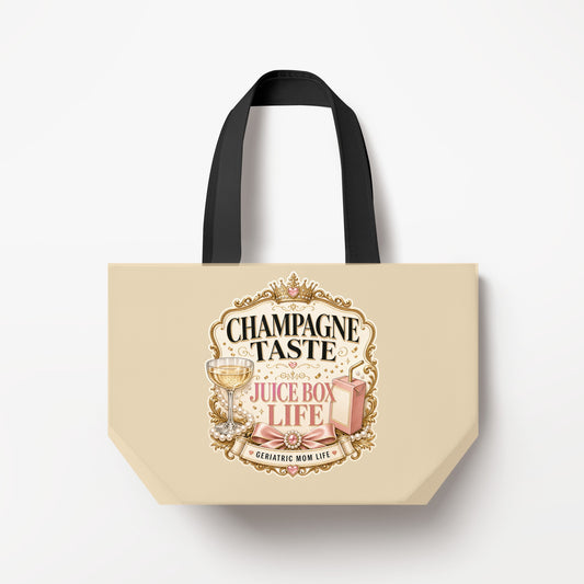 Champagne Taste Juice Box Life canvas bag mockup