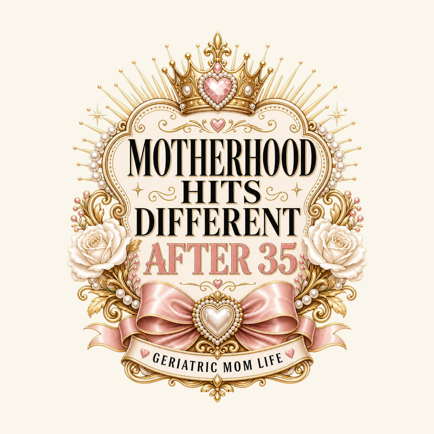 Motherhood Hits Different After 35 canvas bag design detail