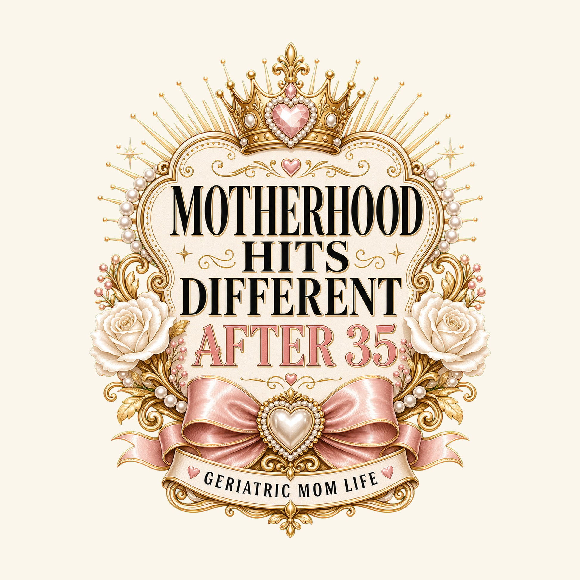 Motherhood Hits Different After 35 canvas bag design detail