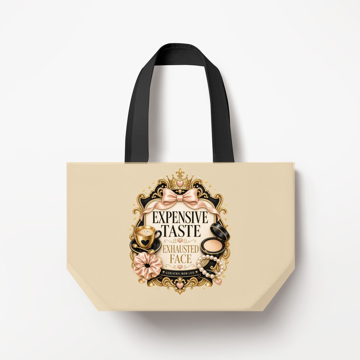 Expensive Taste Exhausted Face canvas bag mockup